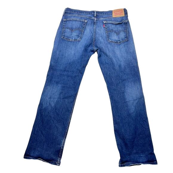 Levis 514 Jeans Men 36x30 Dark Blue Denim Wash Loose Straight Mid Rise Used - Picture 2 of 11